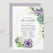 幾何ベビーまたはブライダルシャワー(郵便による) 招待状 (正面/裏面)