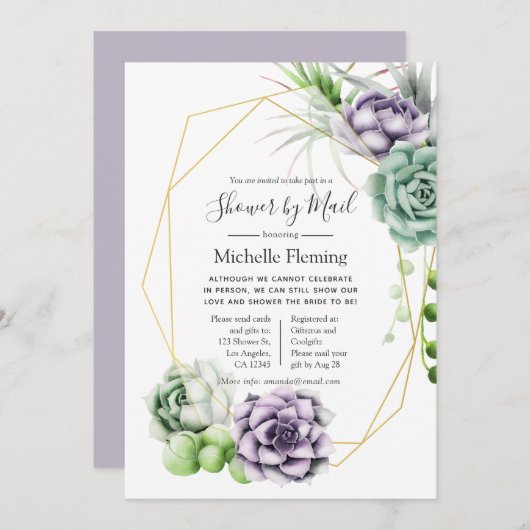 幾何ベビーまたはブライダルシャワー（郵便による） 招待状 (正面/裏面)