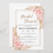 幾何ボホパンパバラ金ゴールドブライダルシャワー 招待状 (正面/裏面)