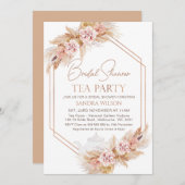 幾何ボホフローラブライダルシャワー茶パーティー 招待状 (正面/裏面)
