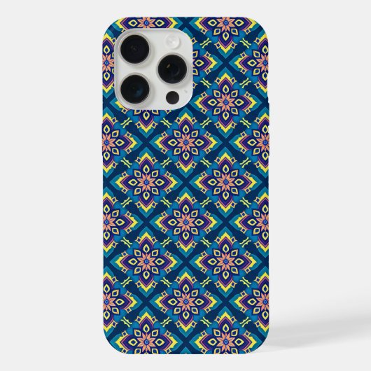 幾何ボホ鮮やかフローラルパターン iPhoneケース (裏面)