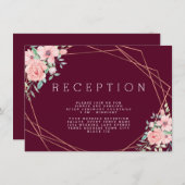 幾何マルサラカッパーフローラウェディングレセプション エンクロージャーカード (正面/裏面)