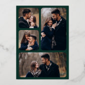 幾何ミニマルアールデコ結婚のエメラルド金ゴールド 箔招待状 (裏面)