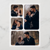 幾何ミニマルアールデコ結婚の白金ゴールド 箔招待状 (裏面)