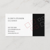 幾何ミニマルシックモノグラムのレッド白黒 名刺 (裏面)