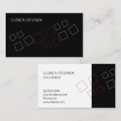 幾何ミニマルシックモノグラムのレッド白黒 名刺 (正面/裏面)