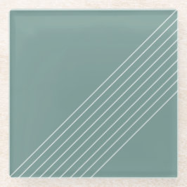 幾何ミニマルシック上セージグリーン ガラスコースター
