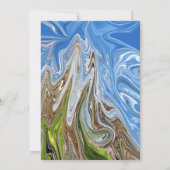 幾何ミニマルブルーグリーンアース結婚トーン 招待状 (裏面)