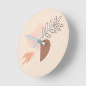 幾何ミニマル土形植物単図 ラウンド壁時計 (傾斜)