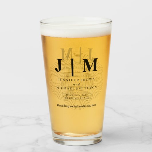 幾何ミニマル白黒シンプル結婚の タンブラーグラス (ドリンク正面)