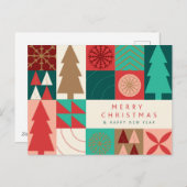 幾何メリークリスマス – モダン休日 シーズンポストカード (正面/裏面)