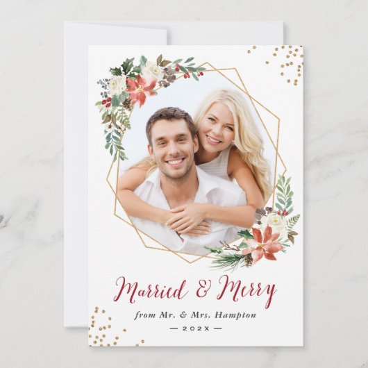 幾何メリー結婚したモダンの新着写真 シーズンカード (正面)