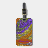 幾何モザイク抽象芸術自然の色カスタム ラゲッジタグ (正面縦)