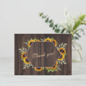 幾何モダンのヒマワリ結婚ウッド サンキューカード (スタンド正面)