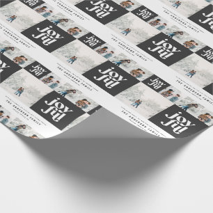 幾何モダンの喜びタイポグラフィ写真クリスマス ラッピングペーパー