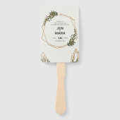 幾何モダンの木のリース結婚式招待状。 ハンドファン (正面)