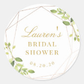 幾何モダンの緑のブライダルシャワー ラウンドシール (正面)