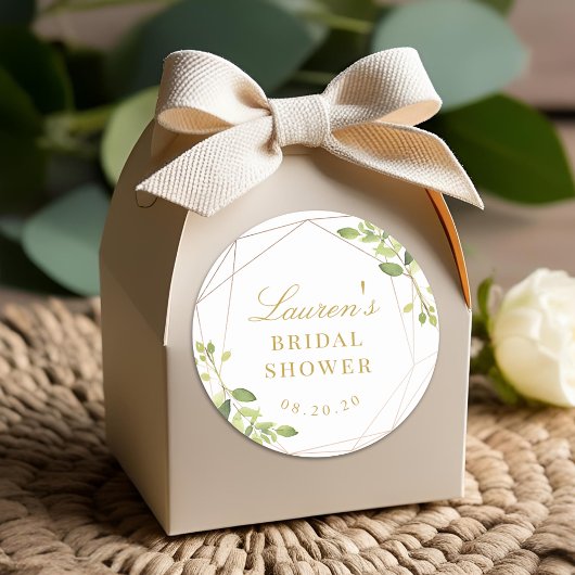 幾何モダンの緑のブライダルシャワー ラウンドシール