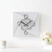 幾何モダンの スクエア壁時計 (ホーム)