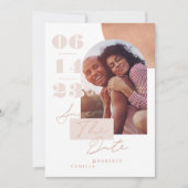 幾何モダンはっきりしたプリントピンクカップルの写真 セーブザデート (正面)