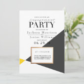 幾何モダンはっきりした婚約パーティ 招待状 (スタンド正面)