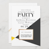 幾何モダンはっきりした婚約パーティ 招待状 (正面/裏面)