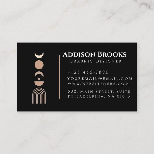 幾何モダンはっきりした月相スタイリッシュ エレガント 名刺 (正面)