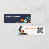 幾何モダンはっきりした色、QRコード スキニー名刺 (正面/裏面)