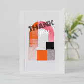 幾何モダンもありがとう 箔招待状 (立ち正面)