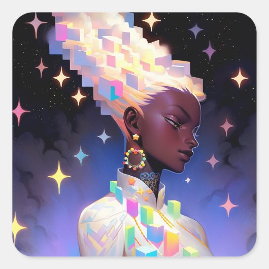 幾何モダンアニメ女子 スクエアシール (正面)