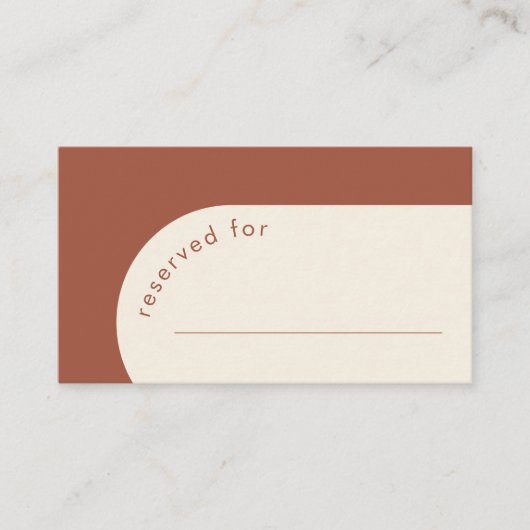 幾何モダンアーチテラコッタ結婚の護衛 プレイスカード (正面)