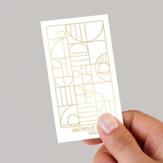 幾何モダンアールデコフェイク金ゴールド設計者 名刺