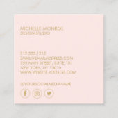 幾何モダンアールデコフェイク金ゴールド/ピンクデザイナー スクエア名刺 (裏面)