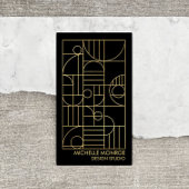 幾何モダンアールデコフェイク金ゴールド/ブラックデザイナー 名刺