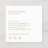 幾何モダンアールデコフェイク金ゴールド/ホワイトデザイナ スクエア名刺 (裏面)