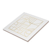 幾何モダンアールデコフェイク金ゴールド/ホワイトデザイナ タイル (側面)