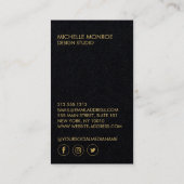 幾何モダンアールデコフェイク金ゴールド/黒紙 名刺 (裏面)