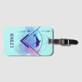 幾何モダンイルカパーソナライズされた ラゲッジタグ (正面横)