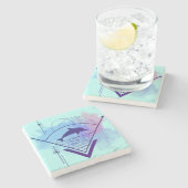 幾何モダンイルカ ストーンコースター (横)