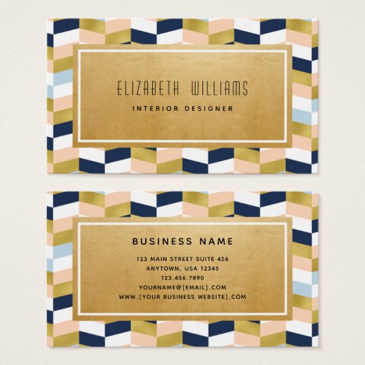 幾何モダンインテリアデザイナー名刺 (正面&裏面)