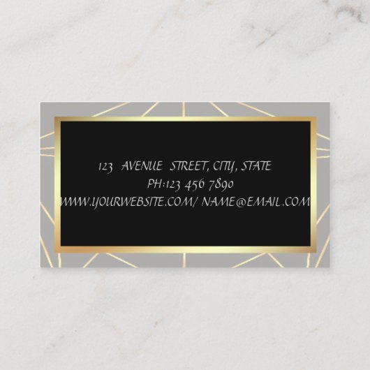 幾何モダンエレガントグレー、フレーム、はさみ 名刺 (裏面)