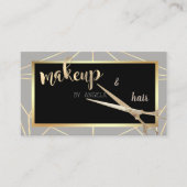 幾何モダンエレガントグレー、フレーム、はさみ 名刺 (正面)