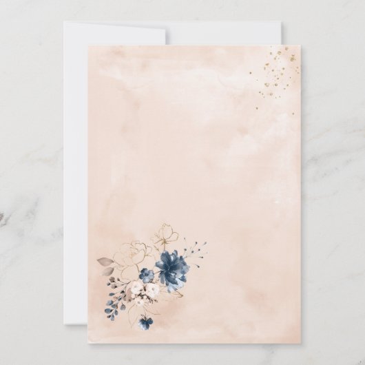 幾何モダンエレガント丸金ゴールドフレームフローラ 招待状 (裏面)