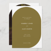 幾何モダンオリーブグリーン結婚写真 セーブザデート (正面/裏面)