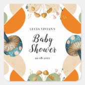 幾何モダンカラフルキノコの赤ちゃんシャワー スクエアシール (正面)