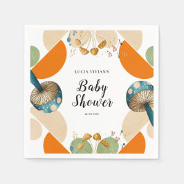 幾何モダンカラフルキノコの赤ちゃんシャワー スタンダードカクテルナプキン