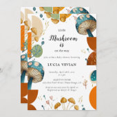 幾何モダンカラフルキノコの赤ちゃんシャワー 招待状 (正面/裏面)