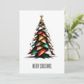 幾何モダンカラフルメリークリスマスツリー シーズンカード (スタンド正面)