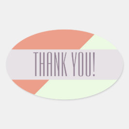 幾何モダンカラフル大お礼ステッカー 楕円形シール