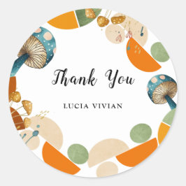 幾何モダンカラフル小キノコ ラウンドシール